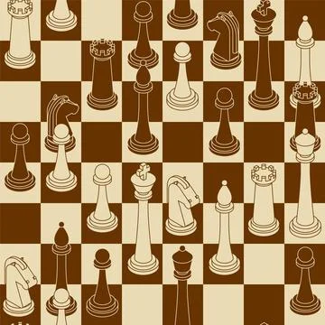Chess pattern seamless. chess pieces set background Stock Illustration