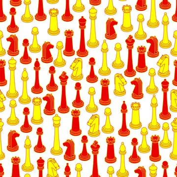 Chess pattern seamless. chess pieces set background Stock Illustration