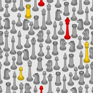 Chess pattern seamless. chess pieces set background Stock Illustration