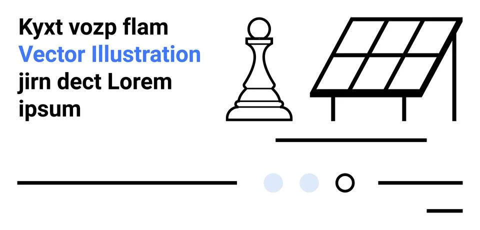 Chess Pawn and Solar Panel Vector with Lorem Ipsum Text Elements for Techno.. Stock-Illustration