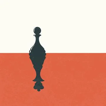 The chess pawn becomes a queen. Chess concept background, vector Stock Illustration
