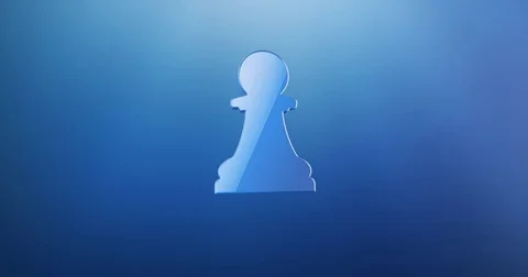Chess Pawn Blue 3d Icon Stock Footage