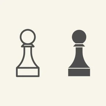 Chess Pawn line and solid icon. Chess Piece outline style pictogram on beige Stock Illustration