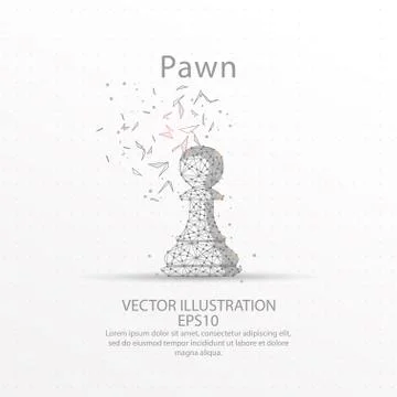 Chess pawn low poly wire frame on white background. Stock Illustration
