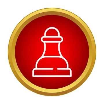 Chess pawn piece icon on red circle button Stock Illustration