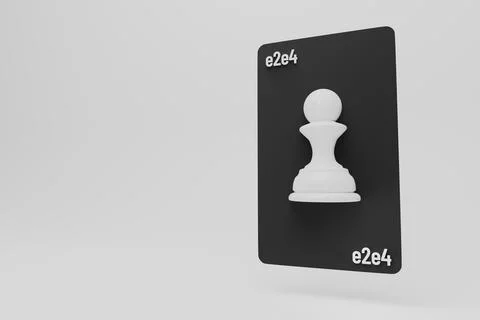 Chess pawn on playing card with e2e4 sign Stock Illustration