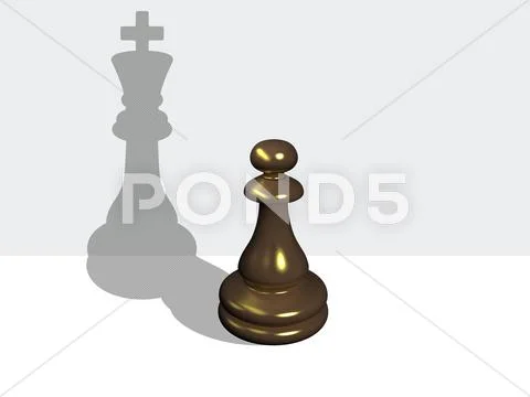 Chess pawn with the shadow of a king Stock Illustration