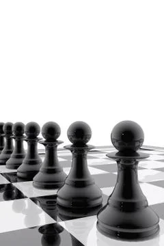 Chess pawns in single file Stock Illustration