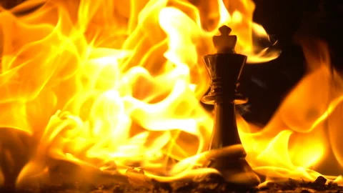 Chess Piece On Fire Stock Footage 95769463