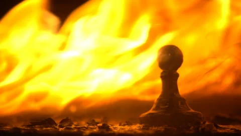 Chess Piece Up In Flames Stock Footage 95769344