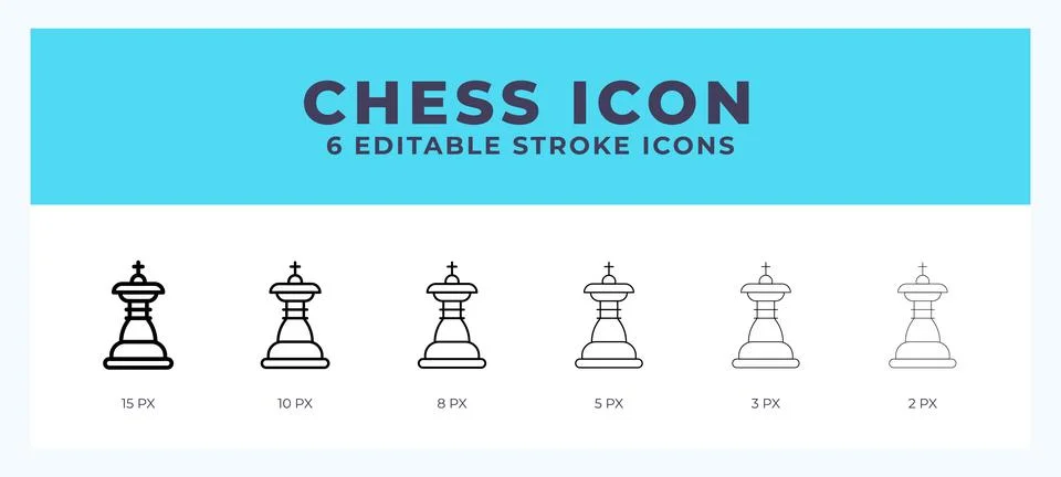 Chess piece icon set with different stroke. Design elements for logo. Vecto.. Stock Illustration