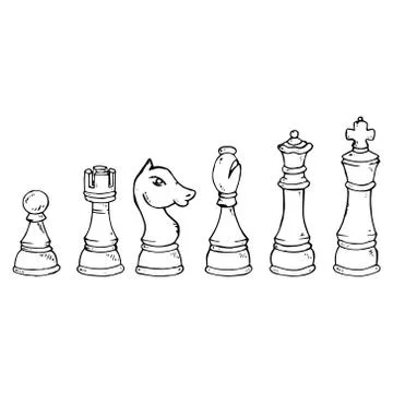 Chess piece icon. Vector illustration set of chess pieces. Pawn, knight, hors Stock Illustration