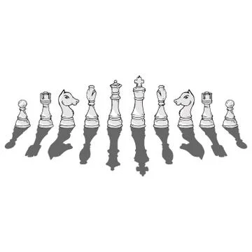 Chess piece icon. Vector illustration set of chess pieces. Pawn, knight, hors Stock Illustration