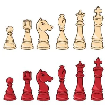 Chess piece icon. Vector illustration set of chess pieces. Pawn, knight, hors Stock Illustration