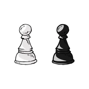 Chess piece icon. Vector illustration of a pawn. Chess piece pawn. Hand drawn Stock Illustration