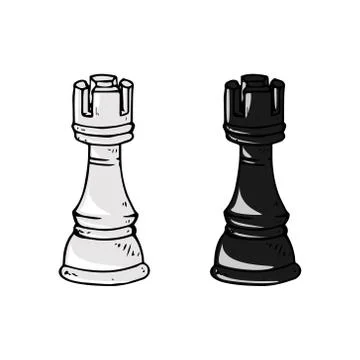 Chess piece icon. Vector illustration of rook. Chess piece rook. Hand drawn v Stock-Illustration