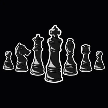 Chess piece icon. Vector illustration set of chess pieces. Pawn, knight, hors Stock Illustration