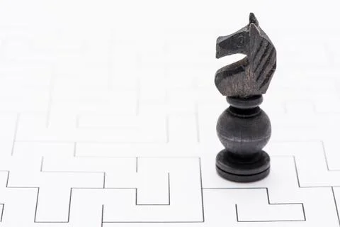 Chess piece in labyrinth Stock Photos