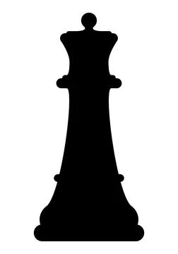 Chess piece queen, black and white silhouette illustration of chessman shape Stock Illustration