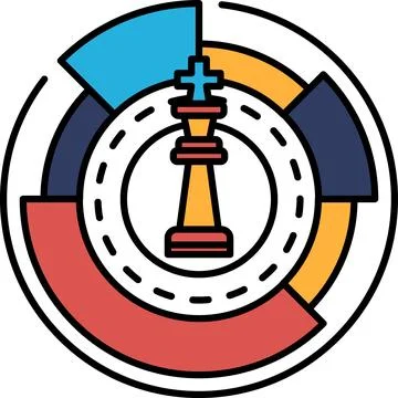 A chess piece is on a round background with a red and blue circle Stock Illustration