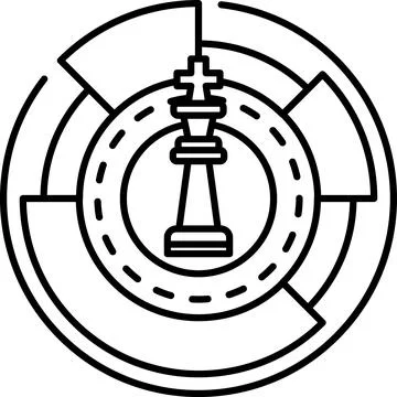 A chess piece is on a round surface with a maze around it Stock Illustration