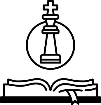 Chess piece is shown in the center of a circle with a cross Stock Illustration