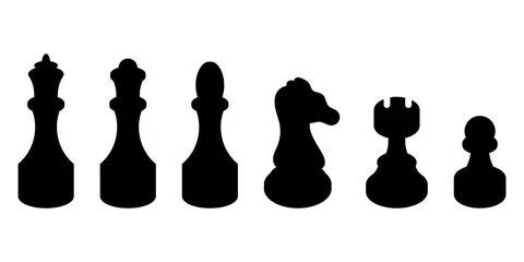 Chess piece silhouette set. Isolated on white background. Stock Illustration