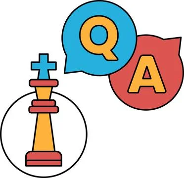 A chess piece is on a white background with a question mark and an A Stock Illustration