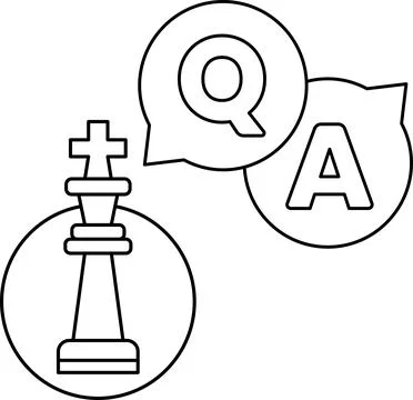 A chess piece is on a white background with a question mark and an A Stock Illustration