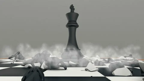 The chess pieces are falling down and destroying each other Video stock 119098922