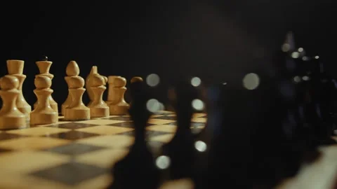Chess Pieces Are Placed On The Chessboard, The Beginning Of The Chess Game Stock Footage 135307815