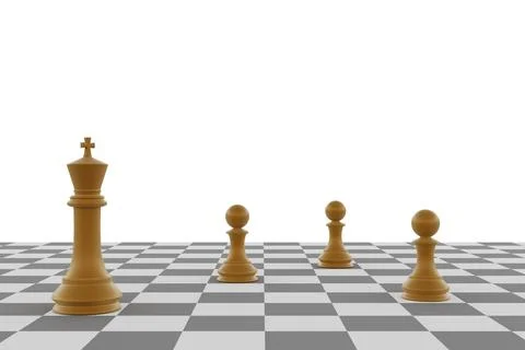 Chess pieces on the board - 3d render Stock Illustration