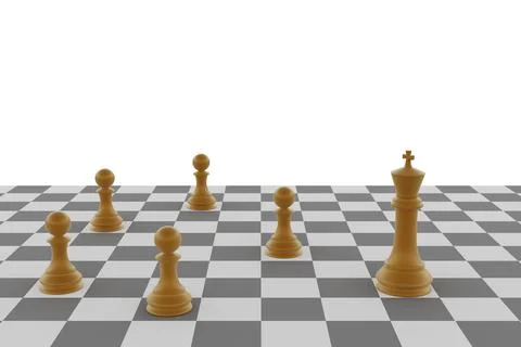 Chess pieces on the board - 3d render Illustrazione stock