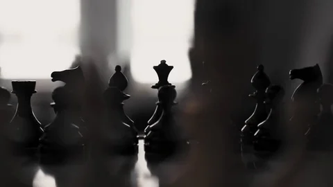 Chess pieces on the board in the backlight Stock Footage 85279939