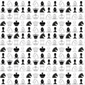 Chess pieces on board pattern Stock Illustration