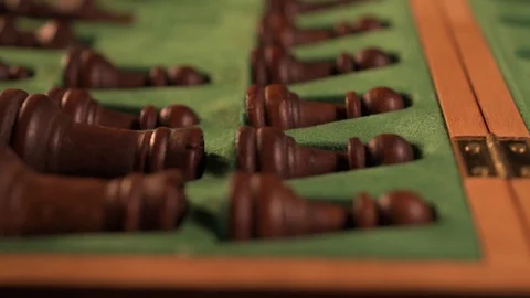 Chess pieces in the box Video stock 116270124