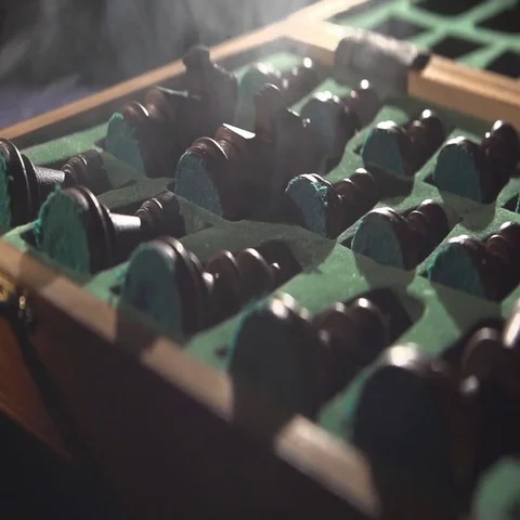 Chess pieces in a case Vídeo Stock 69540993