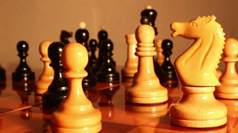 Chess pieces on a chess board . Stock Footage 46628007