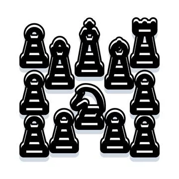 Chess pieces creating a strategy and logic game Stock Illustration
