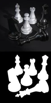 Chess pieces on a dark background Stock Illustration