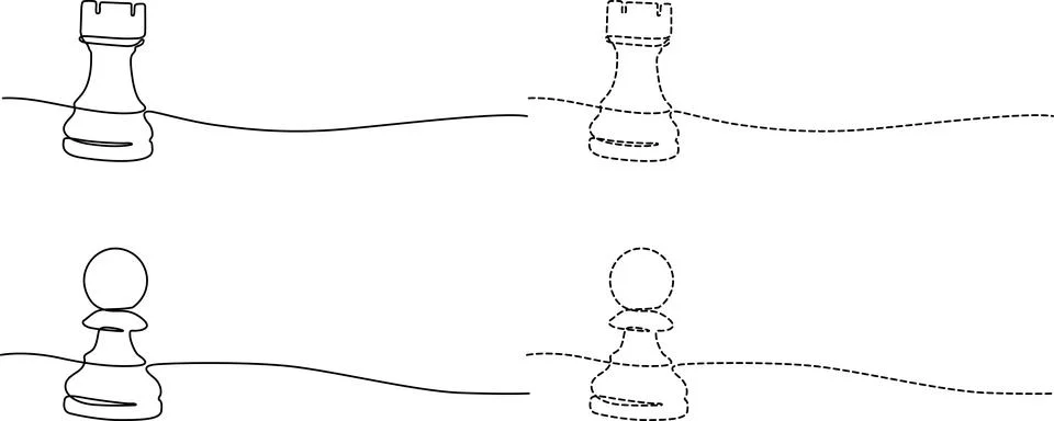 Chess pieces displaying potential movement paths on a flat surface Vector Stock Illustration