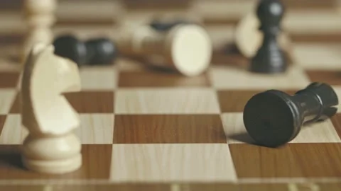 Chess pieces fall on a pawn Stock Footage 233928128