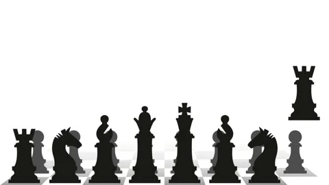 Chess pieces falling on the chessboard, game preparation. White background. A Stock Footage 169933115