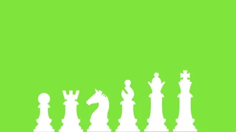 Chess pieces falling on white and green background. Animated illustration wit Stock Footage 171151339