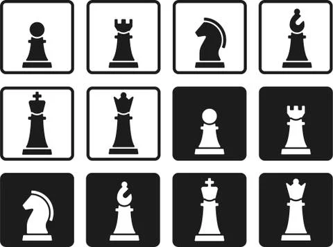 Chess pieces in flat and geometric style. Stock Illustration