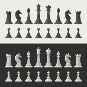 Chess pieces flat icons. Stock Illustration