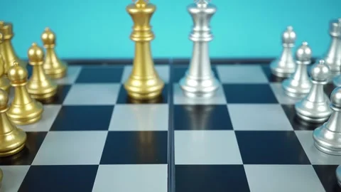 Chess Pieces Gold vs Silver. Stock Footage 302549376