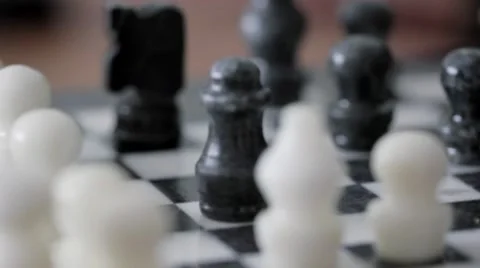 Chess Pieces rack focus Stock Footage 7906831