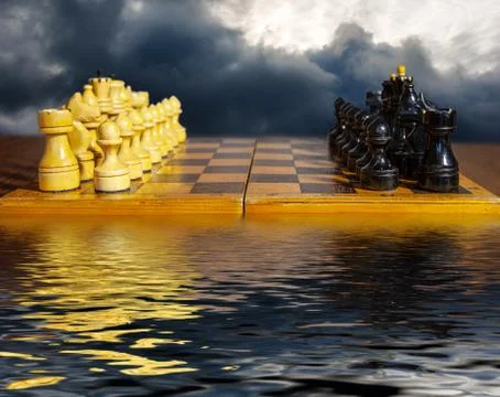 Chess pieces ready to play 스톡 사진