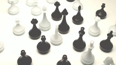 Chess pieces rotate on a white background Stock Footage 153392071